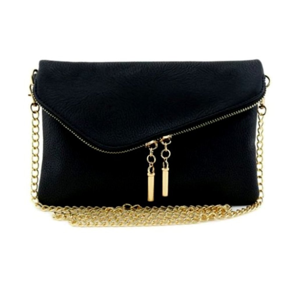 BLK Envelope Wristlet Clutch Crossbody Bag-Chain